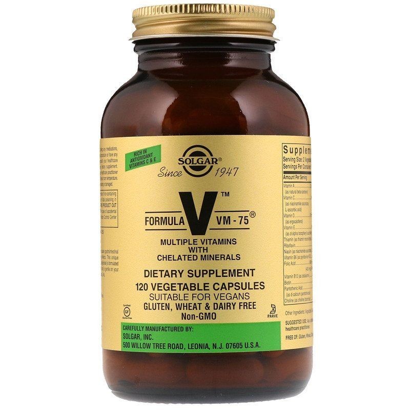 Витамины Solgar Formula V VM-75 Multiple Vitamins with Chelated Minerals 120 капсул
Витамины Solgar Formula V VM-75 Multiple Vitamins with Chelated Minerals 120 капсул