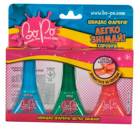 Набор из 3-х лаков для ногтей (голубой, зеленый, красный), Косметика для детей, BoPo, голубой, зеленый, красный (12-66975)
Набор из 3-х лаков для ногтей (голубой, зеленый, красный), Косметика для детей, BoPo, голубой, зеленый, красный (12-66975)