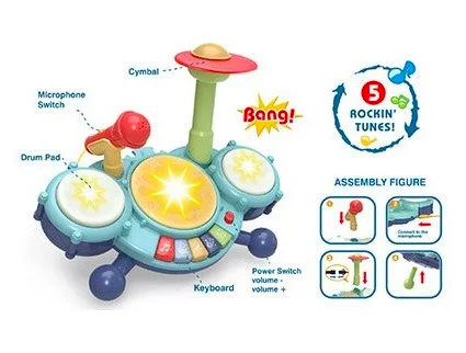 Игрушечная музыкальная Барабанная установка с микрофоном A-Toys RJ2827B игрушка для малышей
Игрушечная музыкальная Барабанная установка с микрофоном A-Toys RJ2827B игрушка для малышей