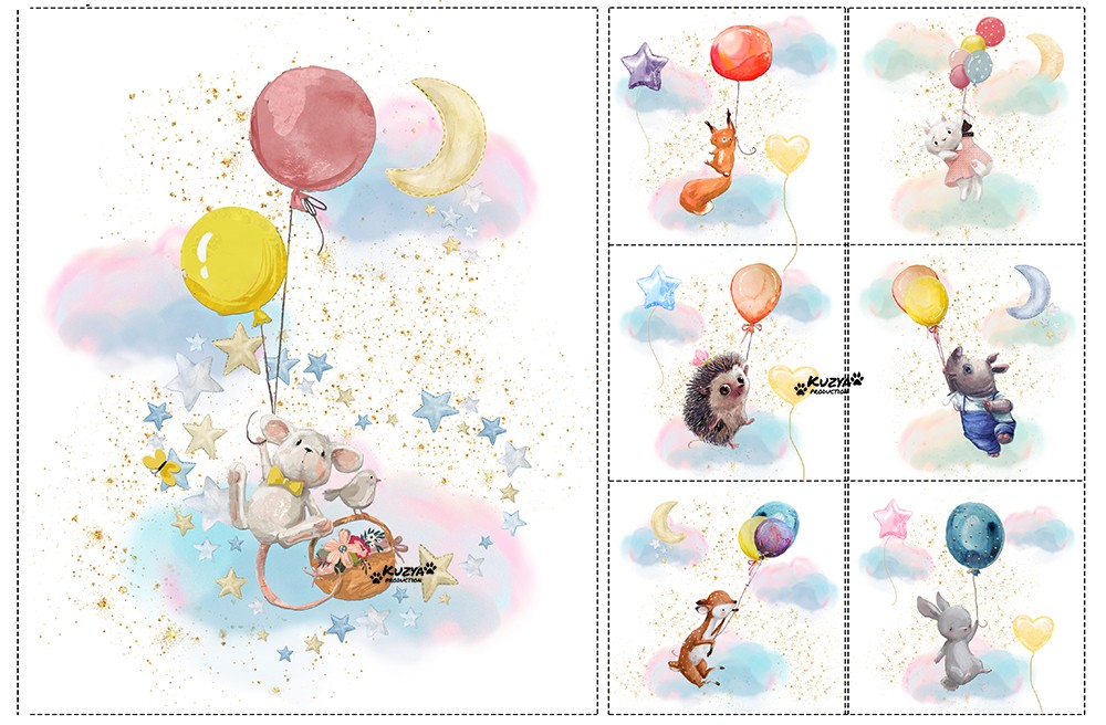 Набор сатиновых панелей Зверята на воздушных шариках № 4 Kuzya Production
Набор сатиновых панелей Зверята на воздушных шариках № 4 Kuzya Production