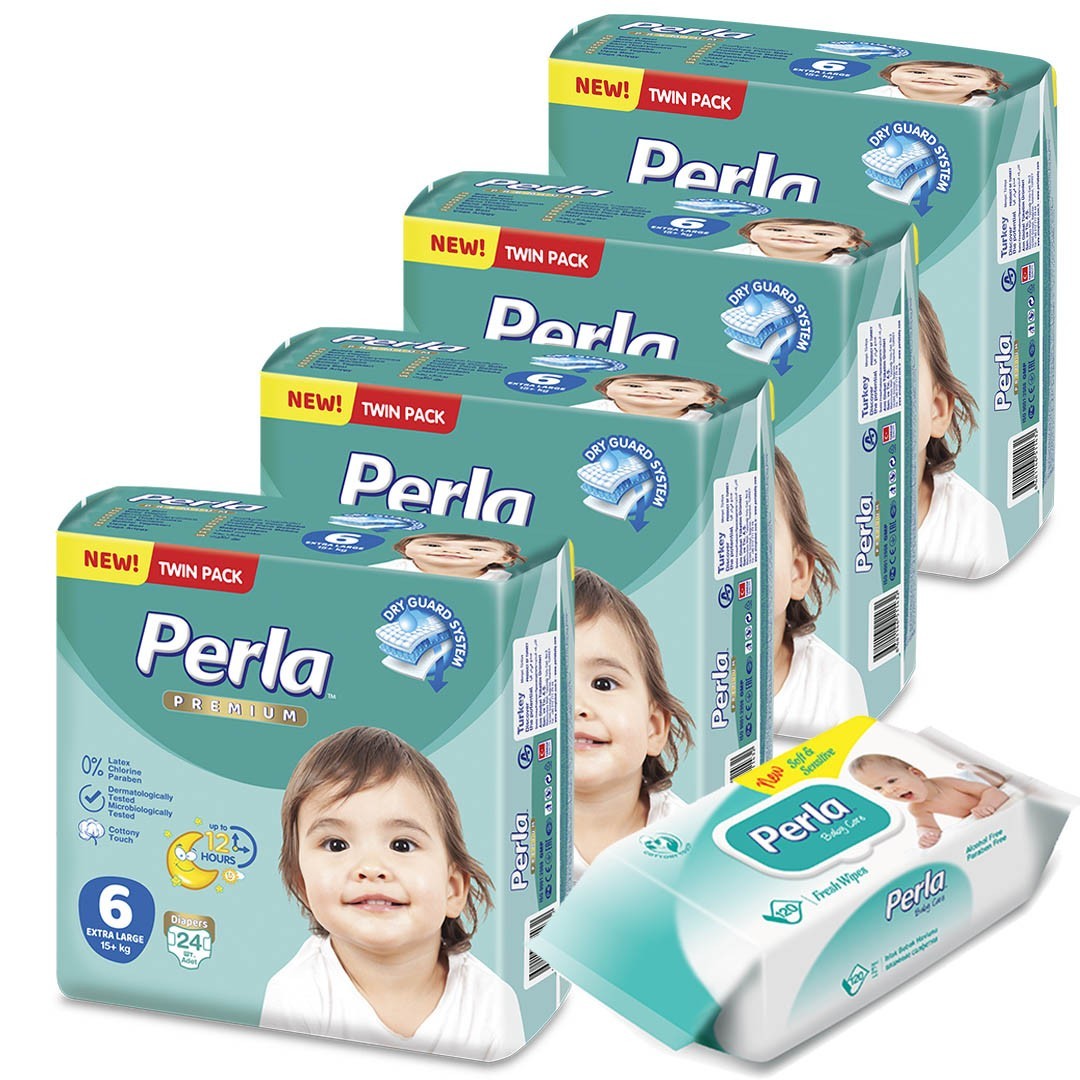 Подгузники для детей Perla Premium Extra Large размер 6 (15+ кг) 96шт + 120шт влажных салфеток
Подгузники для детей Perla Premium Extra Large размер 6 (15+ кг) 96шт + 120шт влажных салфеток