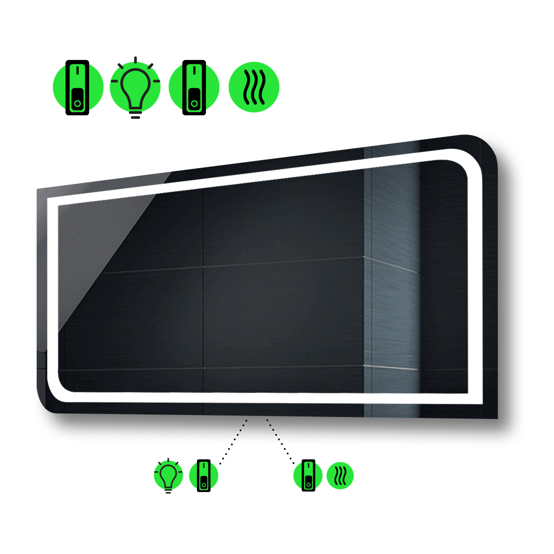 LED-зеркало 100x80см, с подогревом и двумя механическими включателями, модель Noemi
LED-зеркало 100x80см, с подогревом и двумя механическими включателями, модель Noemi