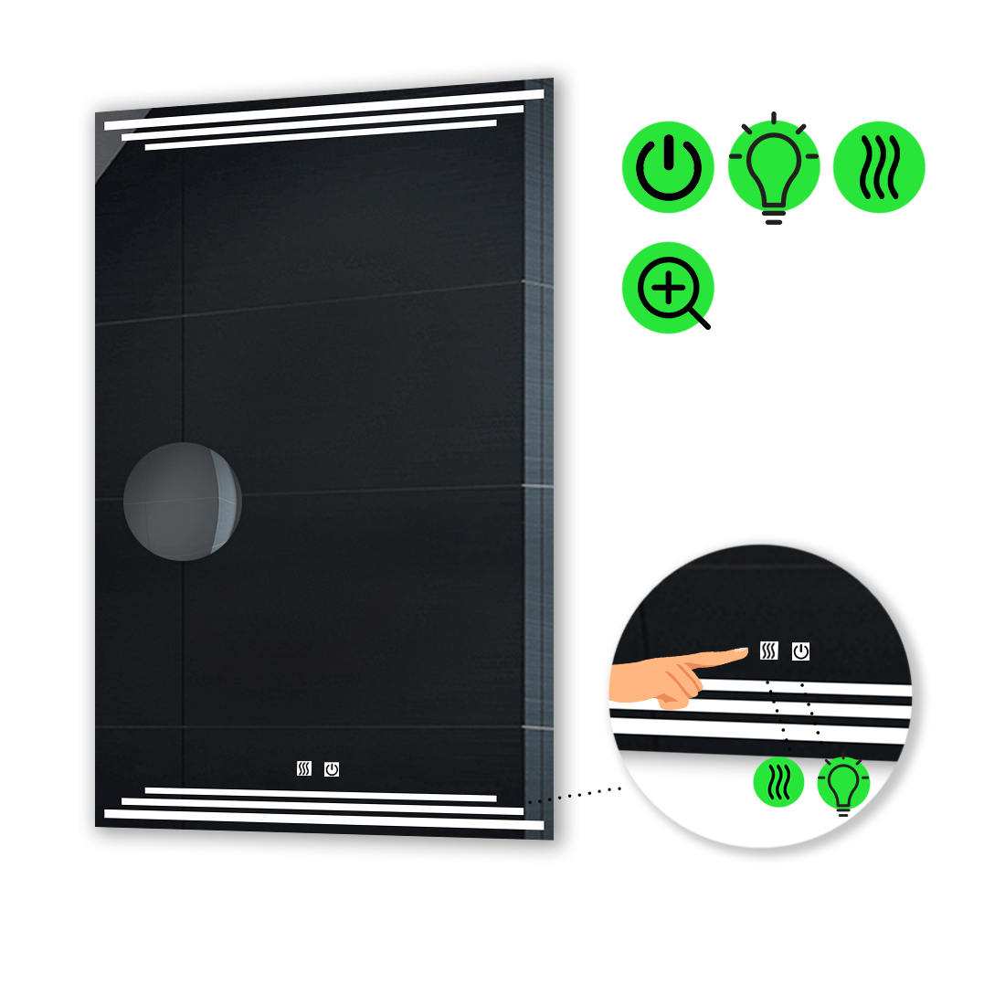 LED-зеркало 80x120см, с двумя сенсорами, подогревом и линзой без подсветки, модель Francisca
LED-зеркало 80x120см, с двумя сенсорами, подогревом и линзой без подсветки, модель Francisca
