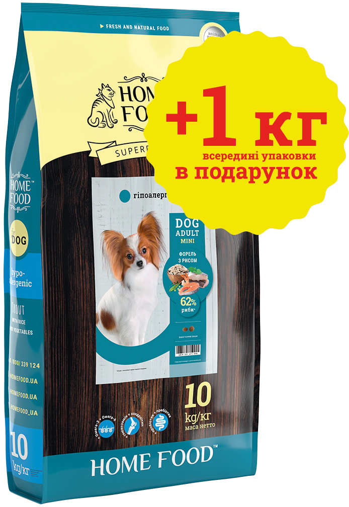 Полнорационный Сухой Корм Супер - Премиум для Взрослых Собак Home Food Dog Adult Mini Гипоаллергенный «Форель с рисом» 11 кг
Полнорационный Сухой Корм Супер - Премиум для Взрослых Собак Home Food Dog Adult Mini Гипоаллергенный «Форель с рисом» 11 кг