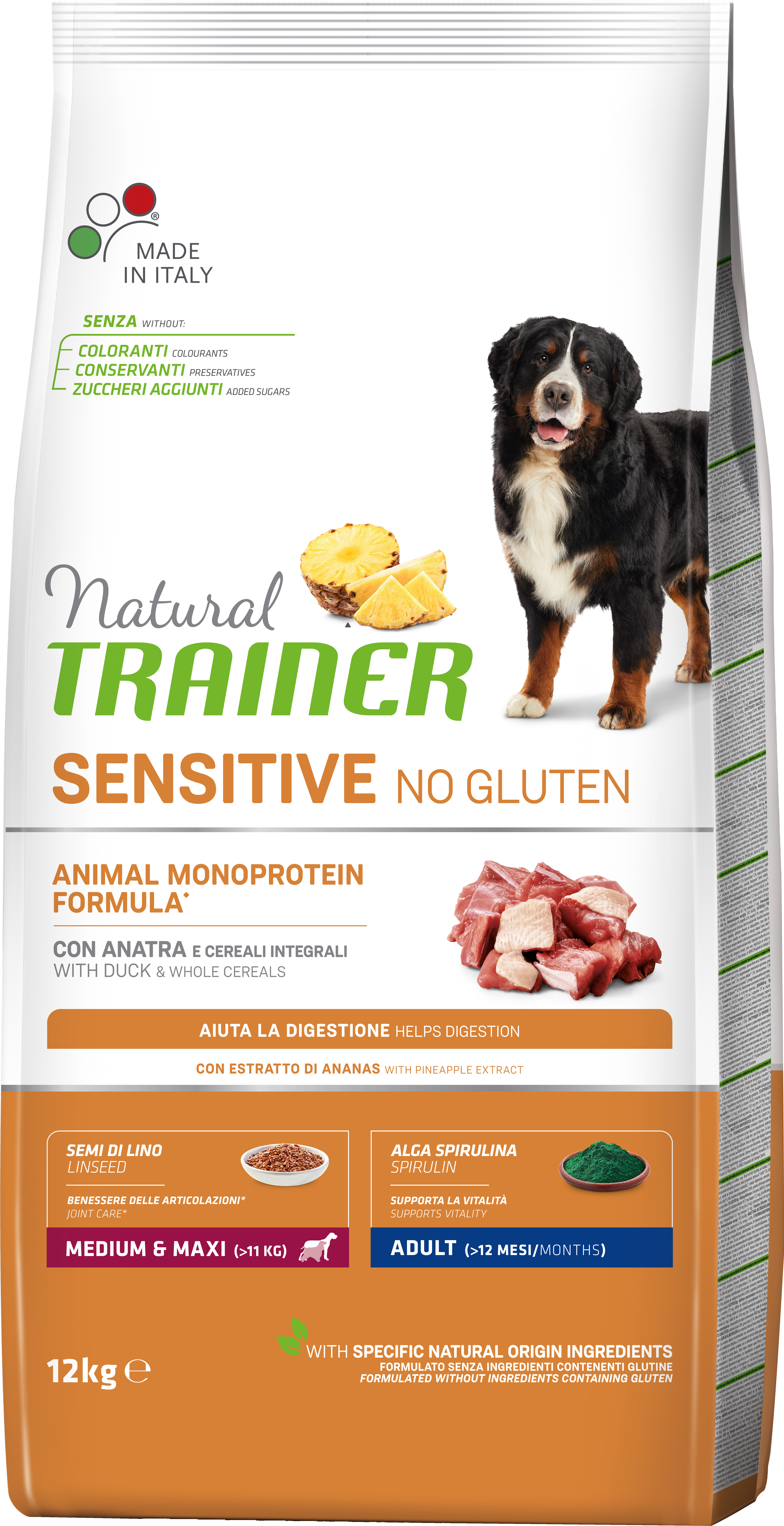 Сухой корм для собак Trainer Natural Dog Sensitive Adult с уткой и цельными зернами 12 кг
Сухой корм для собак Trainer Natural Dog Sensitive Adult с уткой и цельными зернами 12 кг