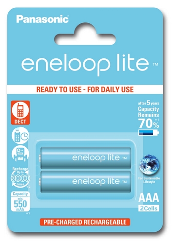 Аккумулятор Panasonic Eneloop Lite AAA 550 mah 2 шт уп BK 4LCCE 2BE