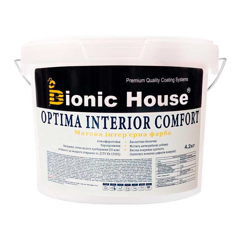 Optima Interior Comfort - Акриловая краска для стен и потолков Bionic-House 4,2кг Белая любой RAL оттенок под заказ
Optima Interior Comfort - Акриловая краска для стен и потолков Bionic-House 4,2кг Белая любой RAL оттенок под заказ