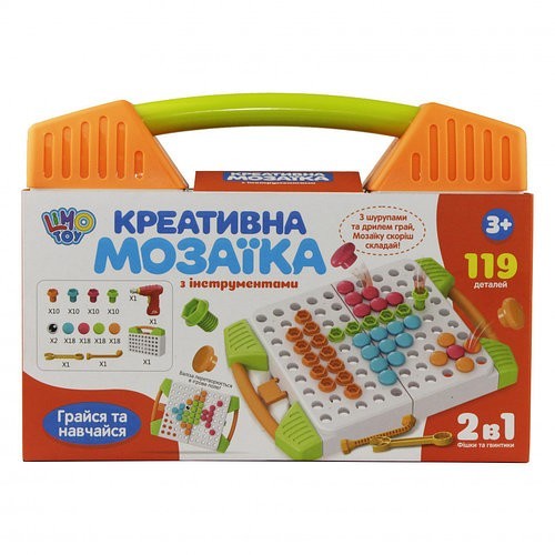 Развивающий набор для творчества Мозаика с шуруповертом для деток 119 деталей RL M 5479-1
Развивающий набор для творчества Мозаика с шуруповертом для деток 119 деталей RL M 5479-1