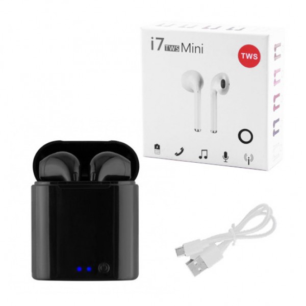 Беспроводные Bluetooth наушники i7 mini TWS Stereo с боксом для зарядки. Цвет: черный
Беспроводные Bluetooth наушники i7 mini TWS Stereo с боксом для зарядки. Цвет: черный