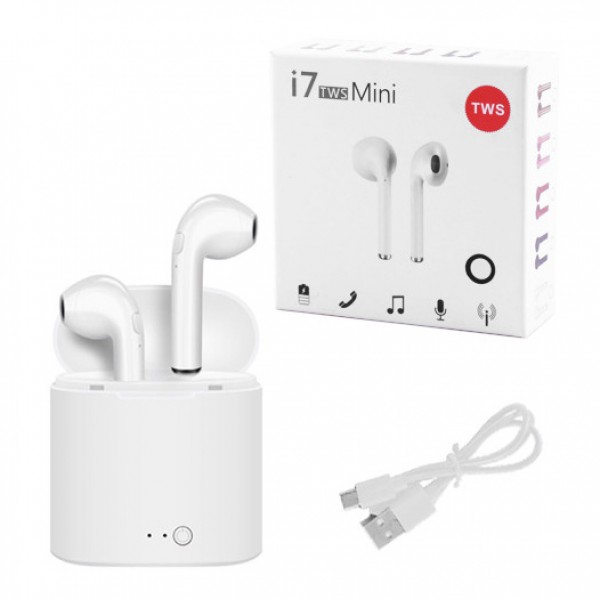 Беспроводные Bluetooth наушники i7 mini TWS Stereo с боксом для зарядки. Цвет: белый
Беспроводные Bluetooth наушники i7 mini TWS Stereo с боксом для зарядки. Цвет: белый