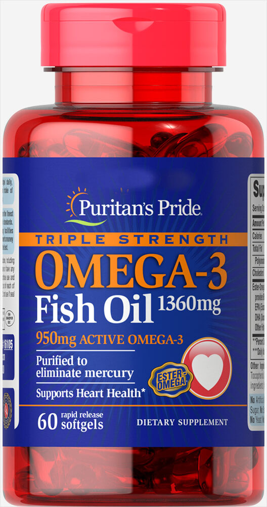 Витамины Puritan's Pride Triple Strength Omega-3 Fish Oil 1360 mg 60 капсул (4384302298)
Витамины Puritan's Pride Triple Strength Omega-3 Fish Oil 1360 mg 60 капсул (4384302298)