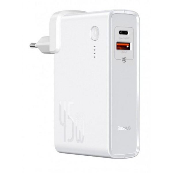 Мережевий зарядний пристрій Baseus GaN 2in1 QC3.0+PD3.0 45W USB+Type-C 5A з функцією Павербанка 10000mAh + кабель Type-C 60W 20V/3A 1м Білий (PPNLD-C02)
Мережевий зарядний пристрій Baseus GaN 2in1 QC3.0+PD3.0 45W USB+Type-C 5A з функцією Павербанка 10000mAh + кабель Type-C 60W 20V/3A 1м Білий (PPNLD-C02)