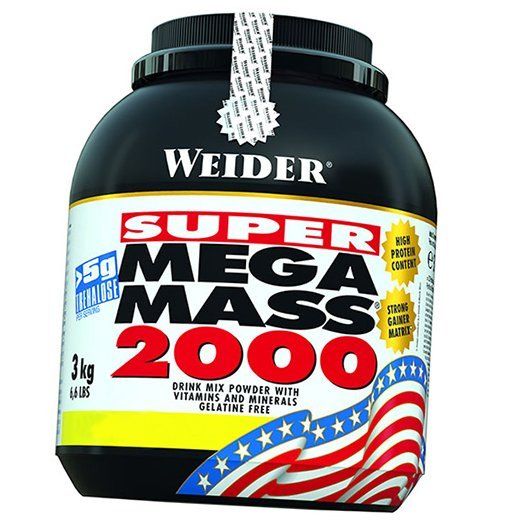 Гейнер для набора массы Weider Mega Mass 2000 3000 грамм Банан низкие