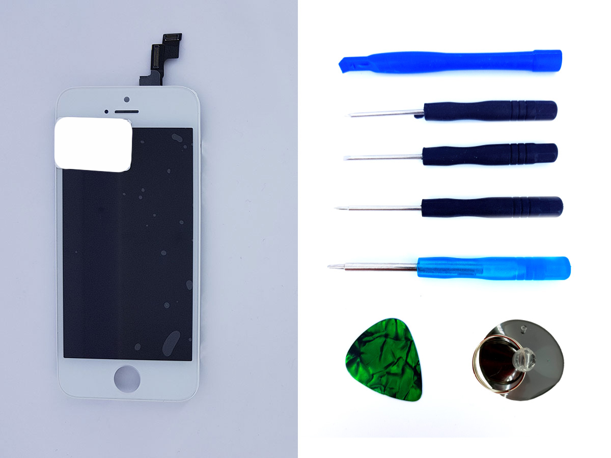 Дисплейный модуль (дисплей, экран) iPhone 5S, iPhone SE белый Original PRC + набор для замены
Дисплейный модуль (дисплей, экран) iPhone 5S, iPhone SE белый Original PRC + набор для замены
