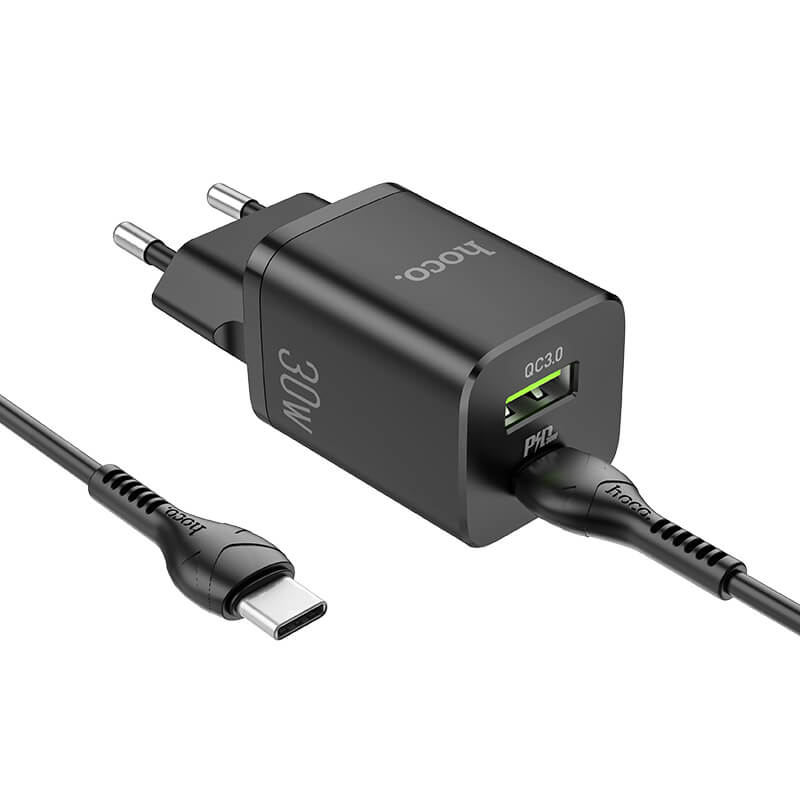 Зарядное устройство с быстрой зарядкой + кабель Type-C HOCO N13 |1USB/1Type-C QC/PD 30W 3A| Черный
Зарядное устройство с быстрой зарядкой + кабель Type-C HOCO N13 |1USB/1Type-C QC/PD 30W 3A| Черный