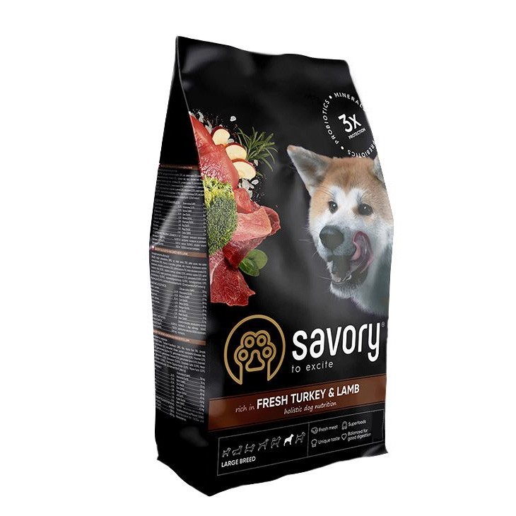 Сухой корм для собак крупных пород Savory Large Breeds Adult Fresh Turkey & Lamb со свежим мясом индейки и ягненка 12 кг
Сухой корм для собак крупных пород Savory Large Breeds Adult Fresh Turkey & Lamb со свежим мясом индейки и ягненка 12 кг