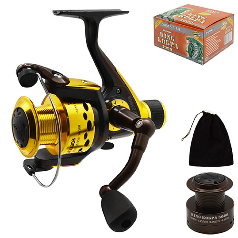 Катушка рыболовная Sams Fish "King Cobra" SF23883, 3000, 3bb, 2 шпули, 1 графитовая шпуля, чехол
Катушка рыболовная Sams Fish "King Cobra" SF23883, 3000, 3bb, 2 шпули, 1 графитовая шпуля, чехол