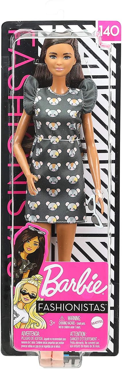 Кукла Барби Модница в сером платье с мышками Barbie Fashionistas Doll Type 140 GHW54
Кукла Барби Модница в сером платье с мышками Barbie Fashionistas Doll Type 140 GHW54