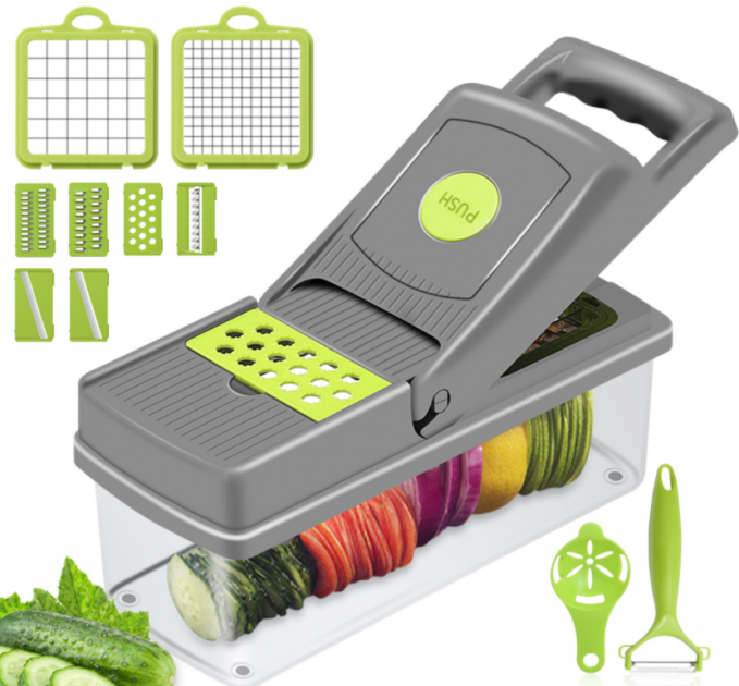 Овощерезка-измельчитель Veggie Slicer 14 в 1 ситечко для яиц и нож для очистки овощей KA-808
Овощерезка-измельчитель Veggie Slicer 14 в 1 ситечко для яиц и нож для очистки овощей KA-808