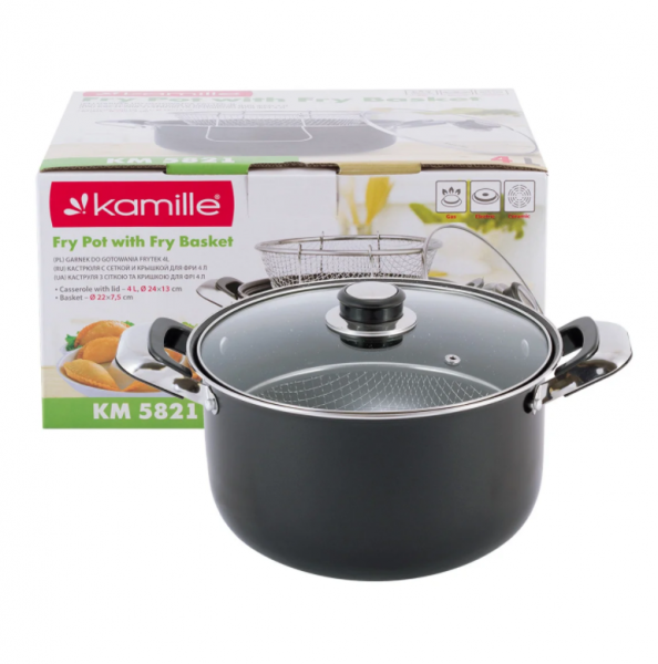 Кастрюля с крышкой Kamille для фритюра 4.0л из углеродистой стали для индукции и газа KM-5821
Кастрюля с крышкой Kamille для фритюра 4.0л из углеродистой стали для индукции и газа KM-5821