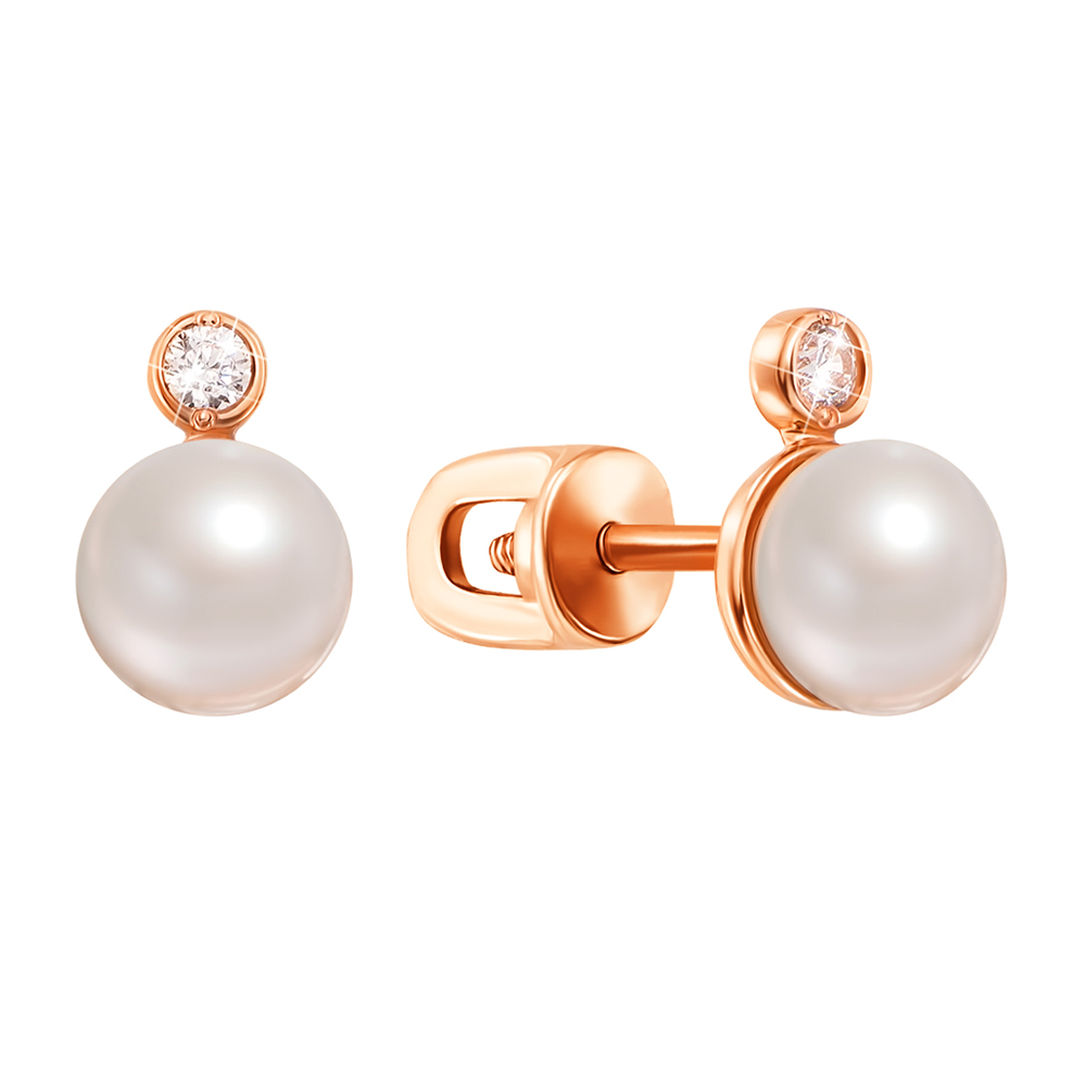 Золотые серьги-пуссеты с жемчугом и цирконием 000008157
Золотые серьги-пуссеты с жемчугом и цирконием 000008157