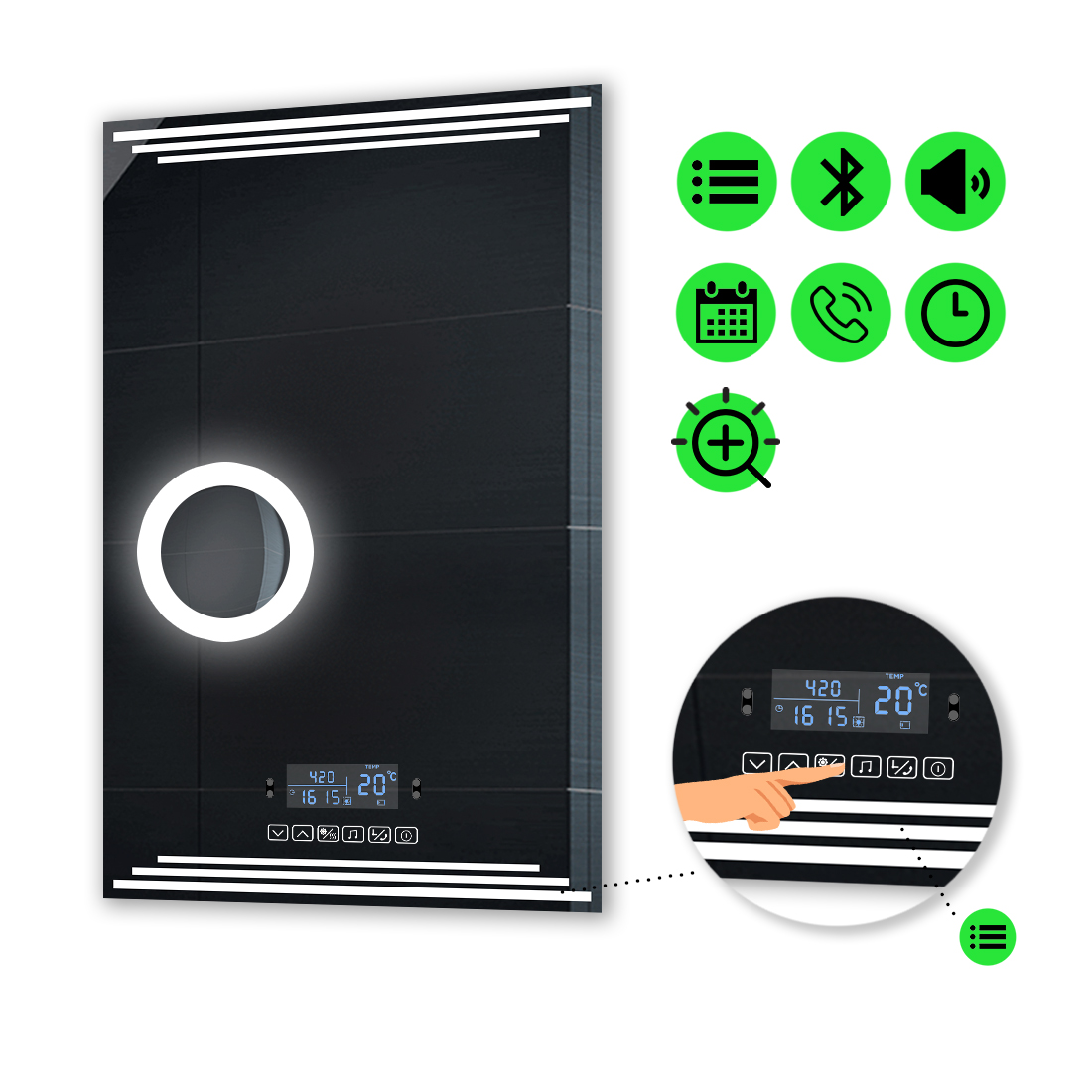 LED-зеркало 80x100см, с Smart-блоком и линзой с подсветкой, модель Francisca (Francisca172)
LED-зеркало 80x100см, с Smart-блоком и линзой с подсветкой, модель Francisca (Francisca172)