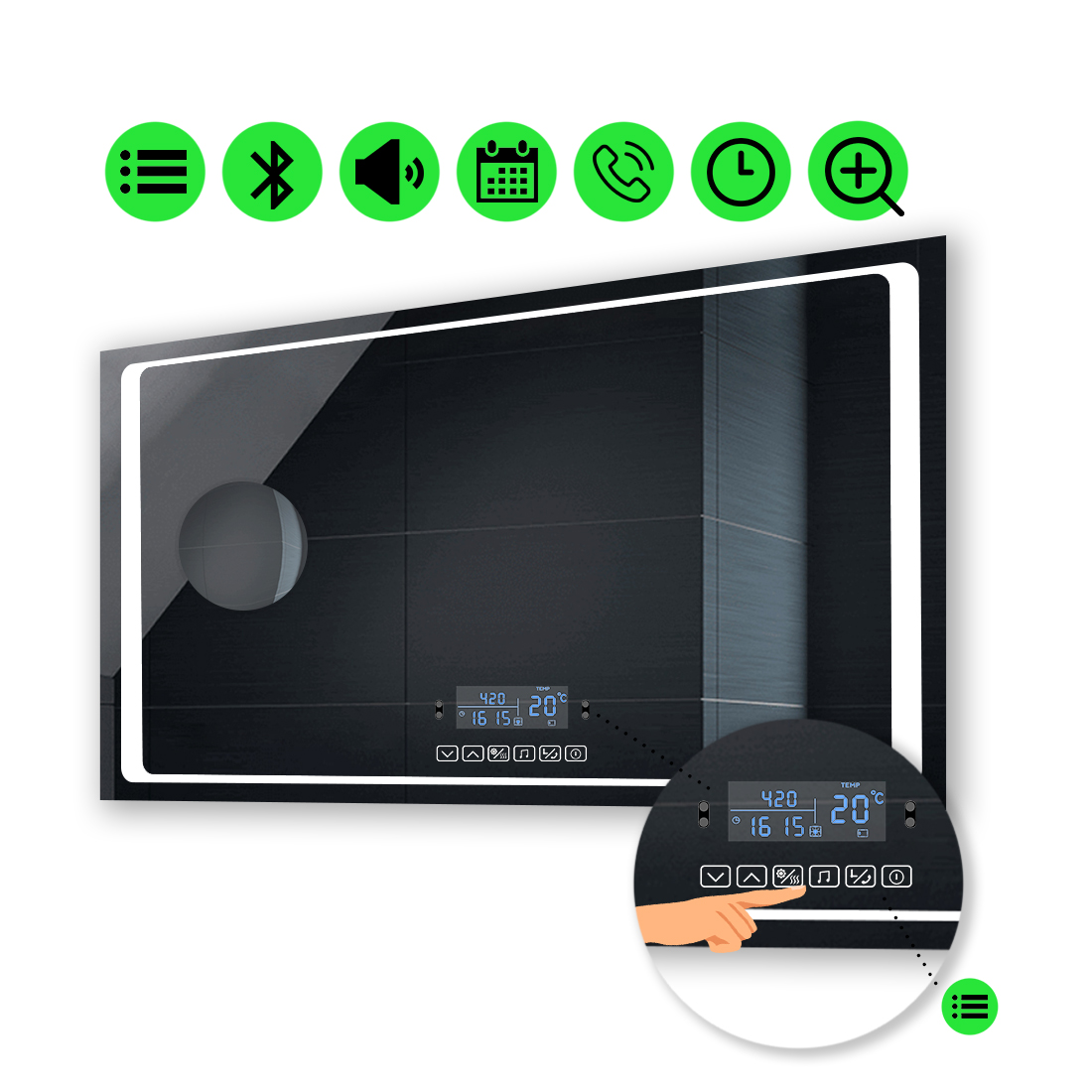 LED-зеркало 100x80см, с Smart-блоком и линзой без подсветки, модель Emma (Emmag175)
LED-зеркало 100x80см, с Smart-блоком и линзой без подсветки, модель Emma (Emmag175)