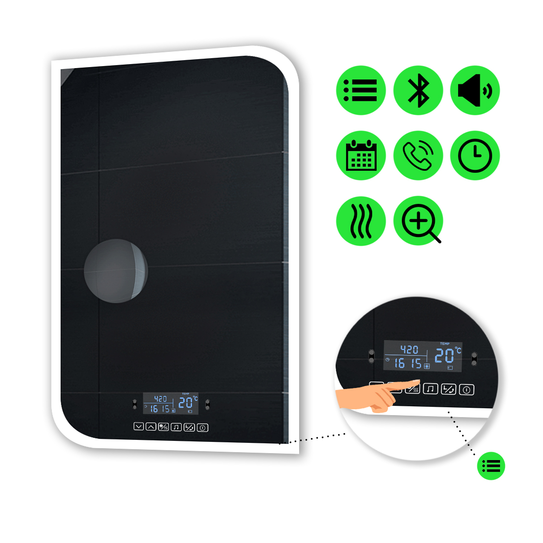 LED-зеркало 60x90см, с Smart-блоком, линзой без подсветки и подогревом, модель Kruka (Kruka86)
LED-зеркало 60x90см, с Smart-блоком, линзой без подсветки и подогревом, модель Kruka (Kruka86)