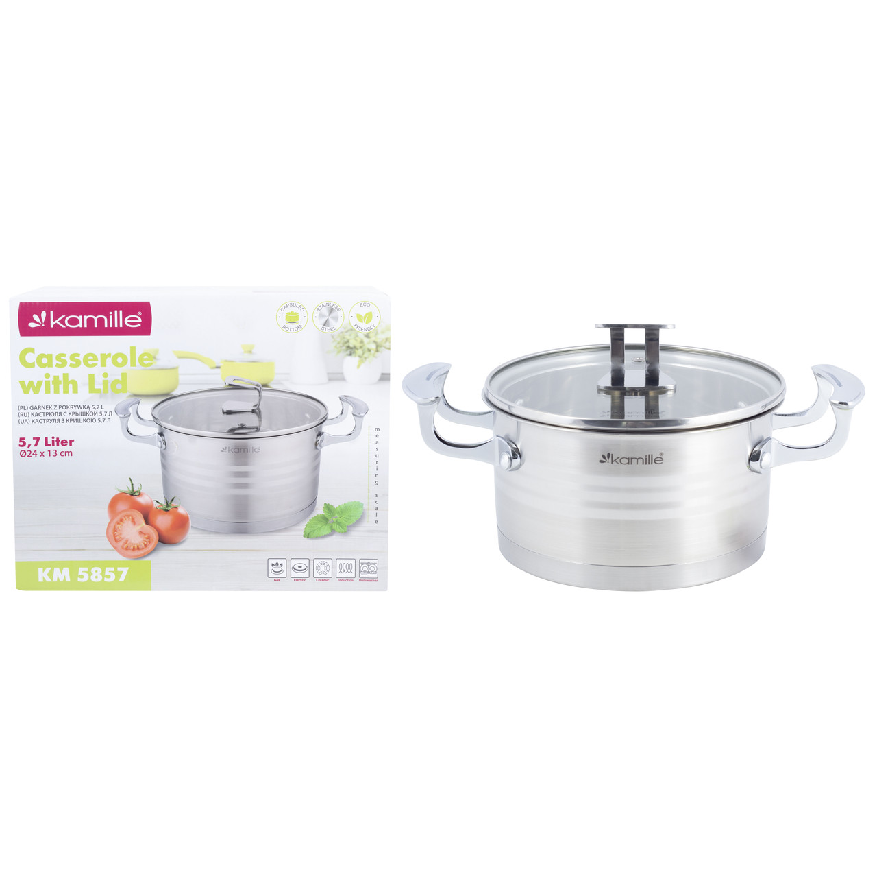 Кастрюля с крышкой Kamille 5,7л из нержавеющей стали для приготовления пищи для индукции и газа KM-5857
Кастрюля с крышкой Kamille 5,7л из нержавеющей стали для приготовления пищи для индукции и газа KM-5857