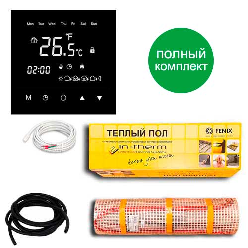 Теплый пол двухжильный нагревательный мат IN-Term ECO 200 + программируемый терморегулятор с сенсорным экраном (черный) 3.6 м.кв - 720Вт
Теплый пол двухжильный нагревательный мат IN-Term ECO 200 + программируемый терморегулятор с сенсорным экраном (черный) 3.6 м.кв - 720Вт