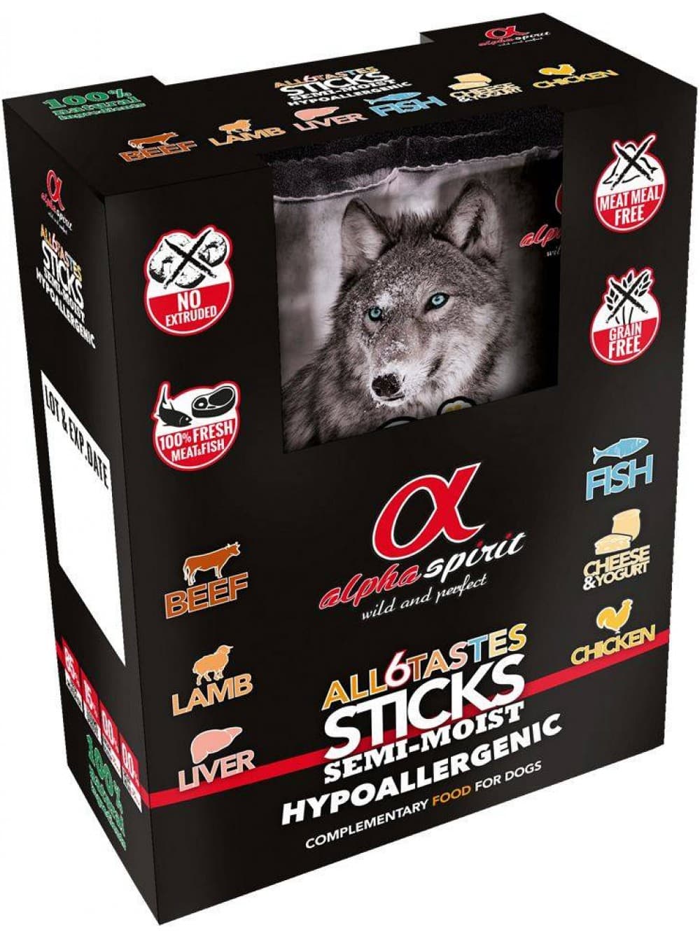 Лакомства для собак Alpha Spirit DOG Sticks ALL 6 Tastes in one шесть вкусов (палочки 6Х4) 240г
Лакомства для собак Alpha Spirit DOG Sticks ALL 6 Tastes in one шесть вкусов (палочки 6Х4) 240г