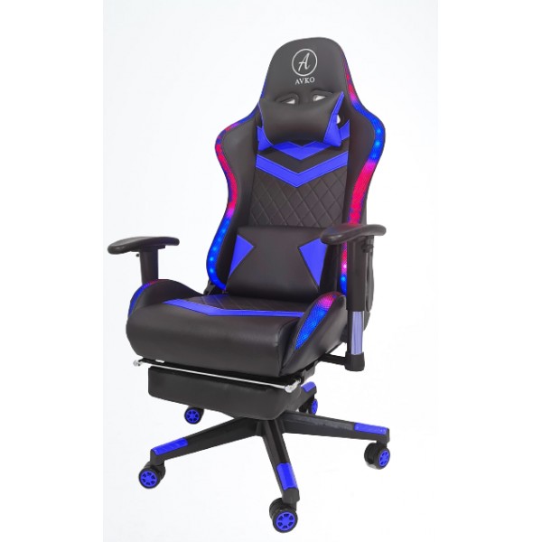 Кресло геймерское Avko Style AG72810 Blue из эко кожи с RGB подсветкой и механизмом качания TILT + поясничная подушка и пульт ДУ
Кресло геймерское Avko Style AG72810 Blue из эко кожи с RGB подсветкой и механизмом качания TILT + поясничная подушка и пульт ДУ