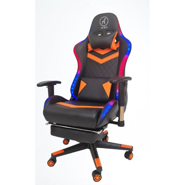 Кресло геймерское Avko Style AG72840 Orange из эко кожи с RGB подсветкой и механизмом качания TILT + поясничная подушка и пульт ДУ
Кресло геймерское Avko Style AG72840 Orange из эко кожи с RGB подсветкой и механизмом качания TILT + поясничная подушка и пульт ДУ