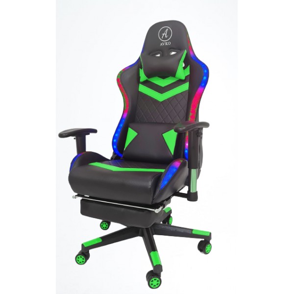 Кресло геймерское Avko Style AG72830 Green из эко кожи с RGB подсветкой и механизмом качания TILT + поясничная подушка и пульт ДУ
Кресло геймерское Avko Style AG72830 Green из эко кожи с RGB подсветкой и механизмом качания TILT + поясничная подушка и пульт ДУ