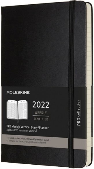 Вертикальний щотижневик Moleskine PRO на 2022 рік середній 13 х 21 см чорний
Вертикальний щотижневик Moleskine PRO на 2022 рік середній 13 х 21 см чорний