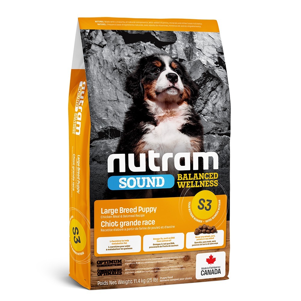 Сухой корм Nutram S3 Puppy Large Breed для щенков крупных пород курица и овсянка 11.4 кг
Сухой корм Nutram S3 Puppy Large Breed для щенков крупных пород курица и овсянка 11.4 кг
