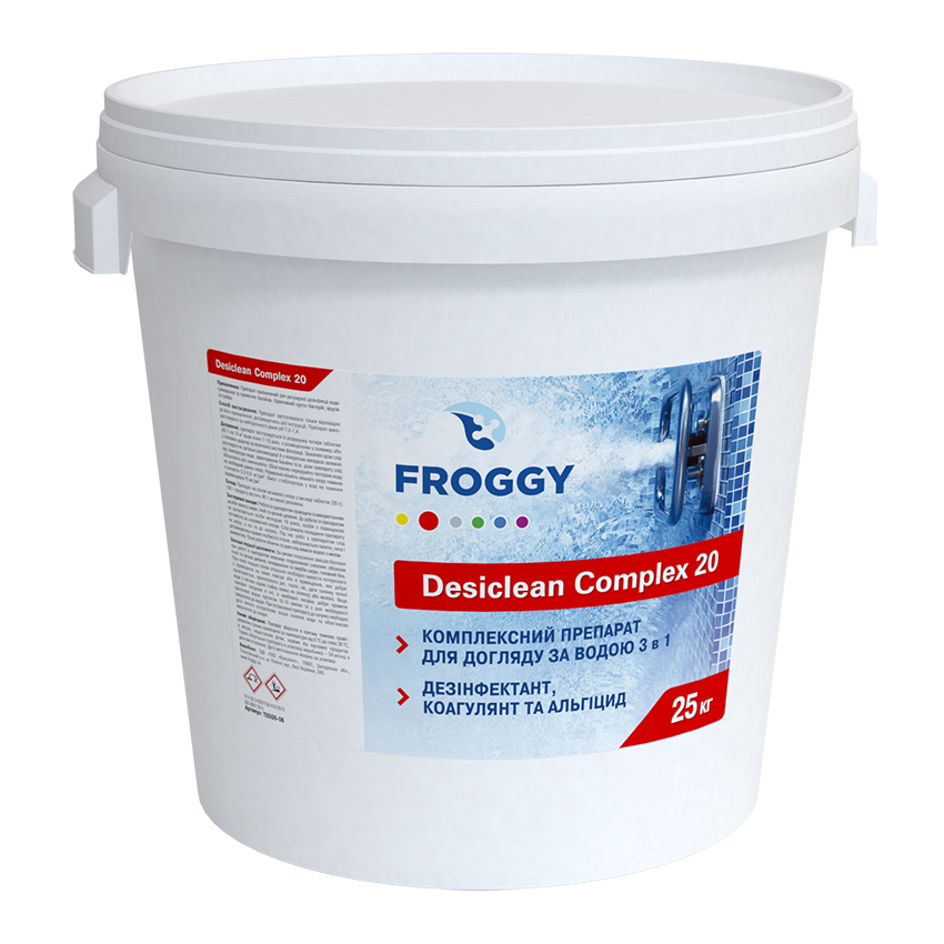 Комплексный препарат для длительной дезинфекции для бассейна Desiclean Complex Froggy, 25 кг (мультитаб 20гр)
Комплексный препарат для длительной дезинфекции для бассейна Desiclean Complex Froggy, 25 кг (мультитаб 20гр)