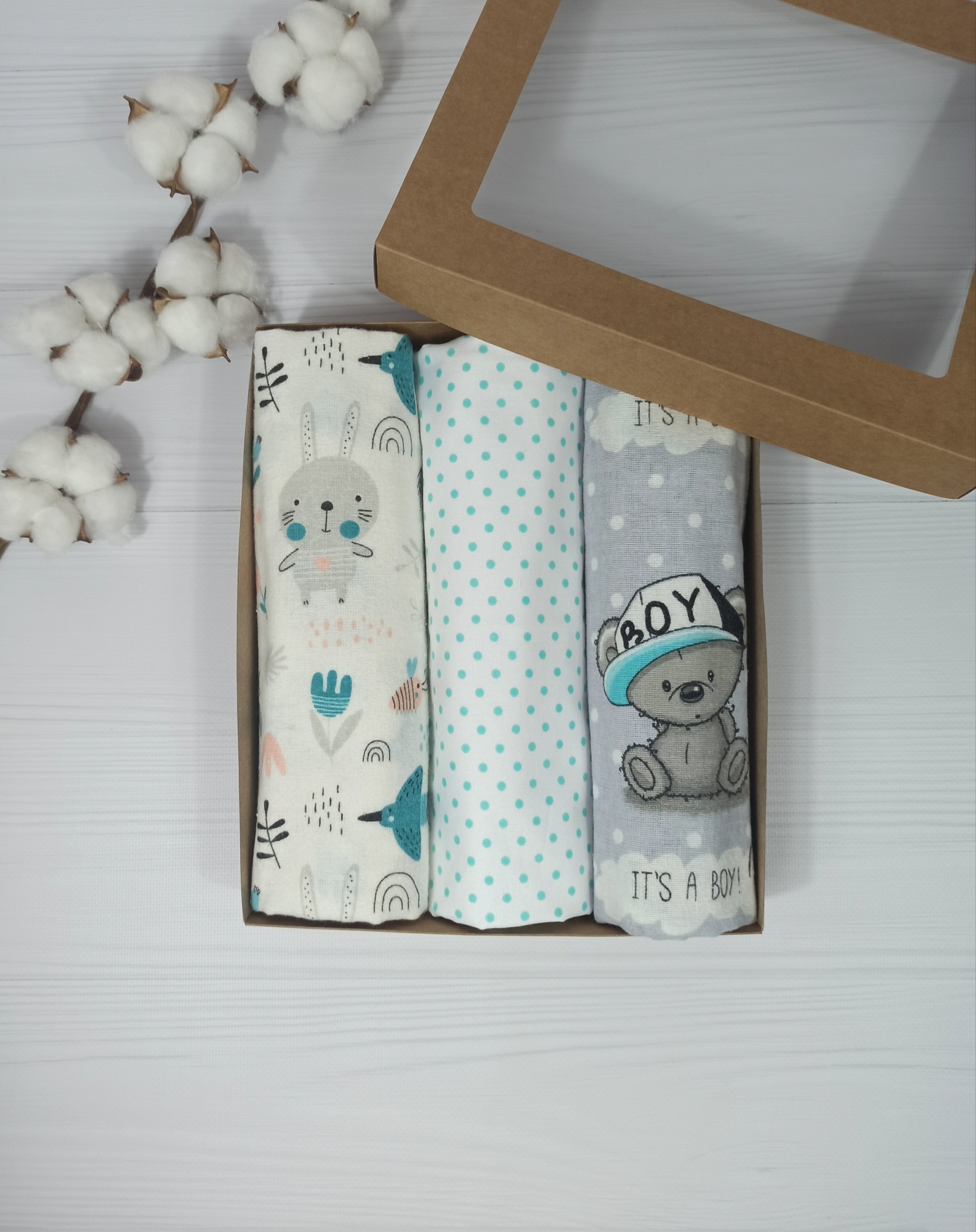 Набор пеленок a.l.babybox Мятный горох (1 шт непромокаемая 50х80 см, 2 шт фланелевые 100х80 см) Разноцветный
Набор пеленок a.l.babybox Мятный горох (1 шт непромокаемая 50х80 см, 2 шт фланелевые 100х80 см) Разноцветный