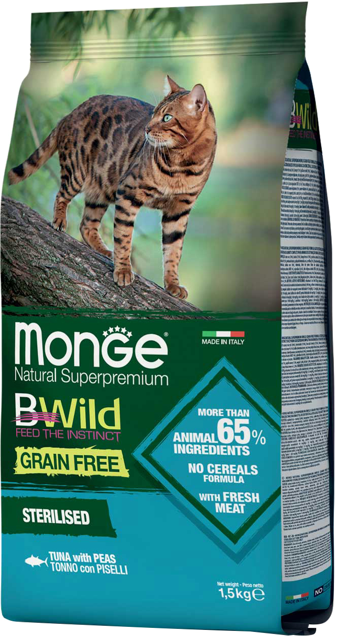Сухой корм для стерилизованных котов Monge Cat Bwild GR.FREE со вкусом тунца 1.5 кг
Сухой корм для стерилизованных котов Monge Cat Bwild GR.FREE со вкусом тунца 1.5 кг