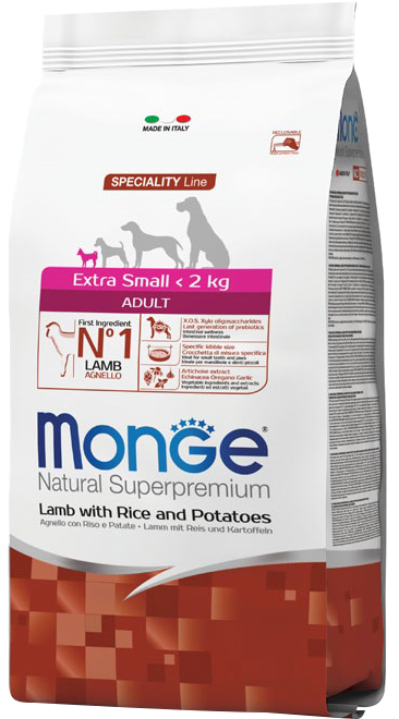 Сухой корм Monge Extra Small Adult Lamb/Riсе/Pot со вкусом ягня 800 г (8009470011471)
Сухой корм Monge Extra Small Adult Lamb/Riсе/Pot со вкусом ягня 800 г (8009470011471)