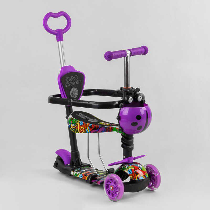 Самокат с сиденьем и с защитным бортиком 5в1 Best Scooter S 6305 PU колеса с подсветкой Черный с фиолетовым
Самокат с сиденьем и с защитным бортиком 5в1 Best Scooter S 6305 PU колеса с подсветкой Черный с фиолетовым