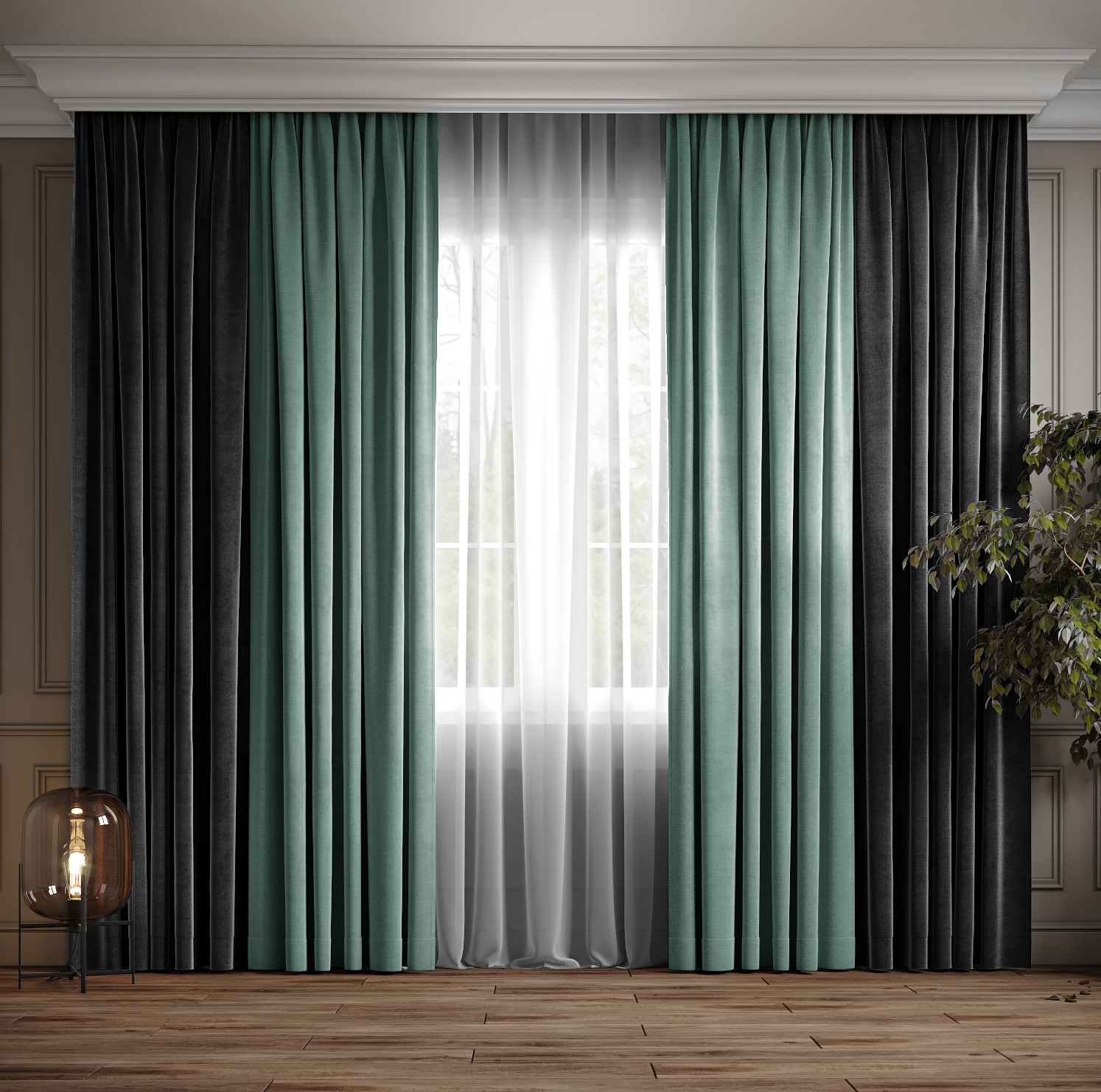 Комплект двухцветные шторы Ann-Tailor микровелюр Темно-серый и мята 300x270 см 2 шт (340-208)
Комплект двухцветные шторы Ann-Tailor микровелюр Темно-серый и мята 300x270 см 2 шт (340-208)