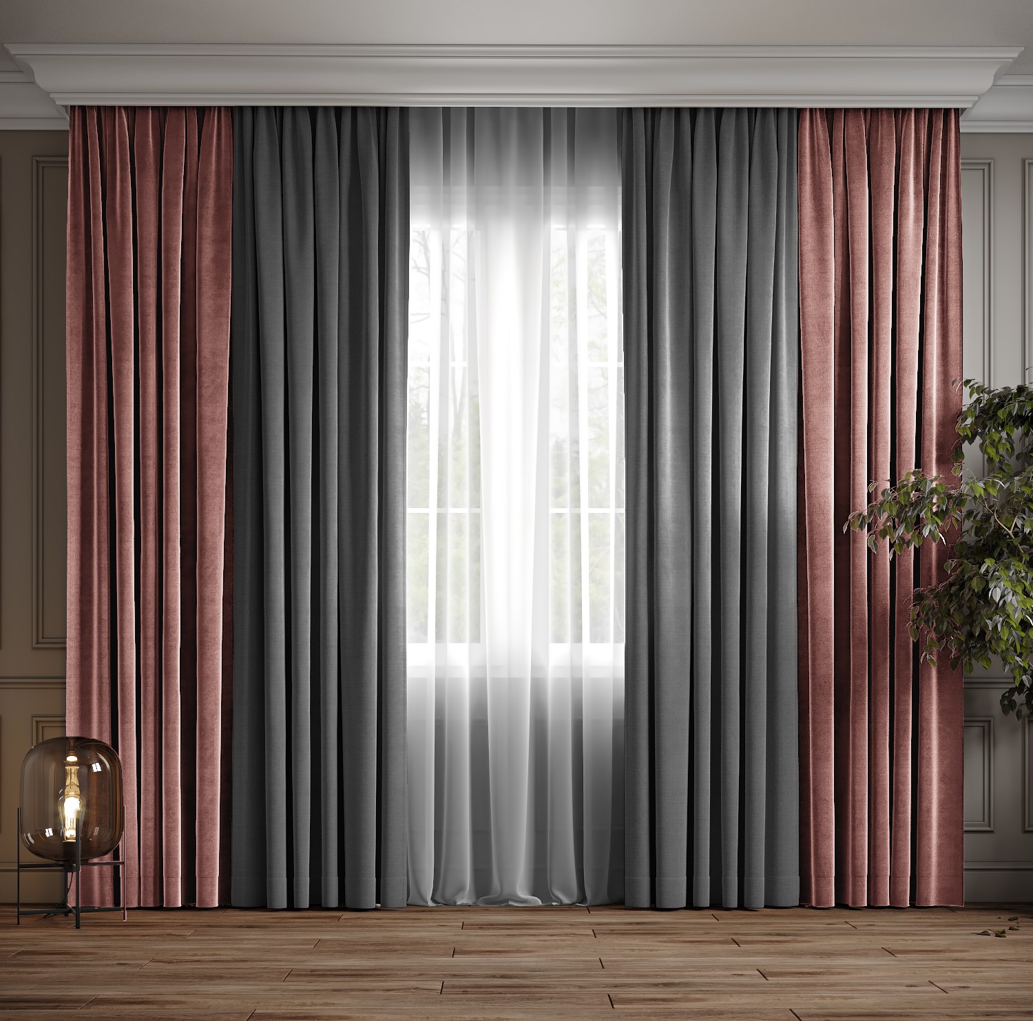 Комплект двухцветные шторы Ann-Tailor микровелюр Сухая роза с серым 150x270 см 2 шт (213-372)
Комплект двухцветные шторы Ann-Tailor микровелюр Сухая роза с серым 150x270 см 2 шт (213-372)