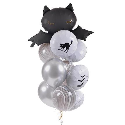 Связи на Halloween: летучая мышь, 4 белых круга с декором Halloween, 3 черно-белых агата и 2 серебро хром
Связи на Halloween: летучая мышь, 4 белых круга с декором Halloween, 3 черно-белых агата и 2 серебро хром