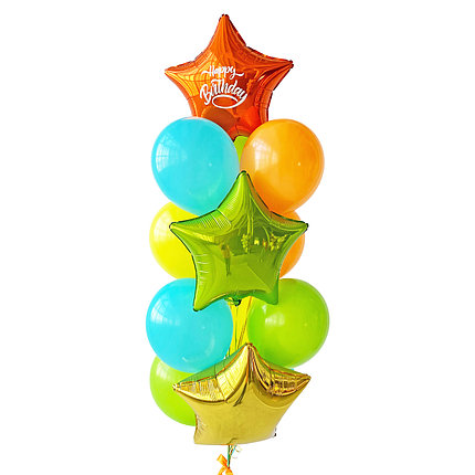 Связка: звезда золотая, звезда оранжевая с белой надписью Happy Birthday, звезда салатовая, 3 аква блу, 2
Связка: звезда золотая, звезда оранжевая с белой надписью Happy Birthday, звезда салатовая, 3 аква блу, 2