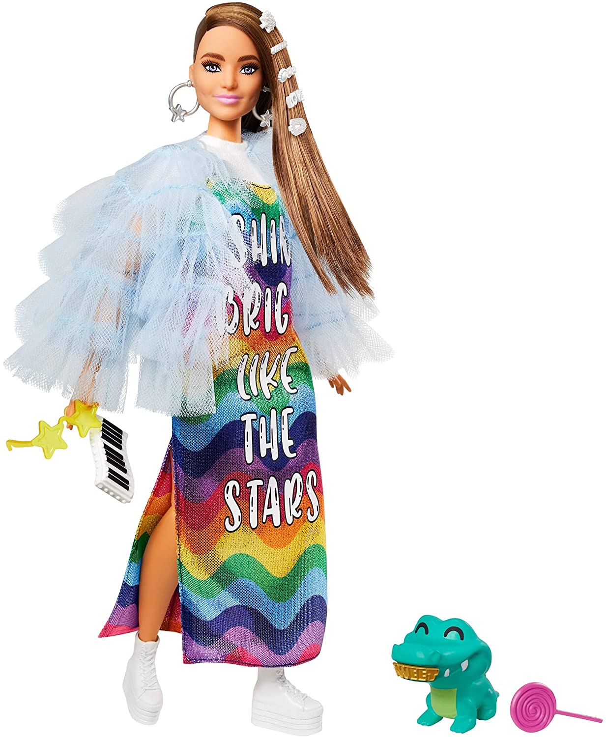 Кукла Барби Экстра Модница в голубом жакете с рюшами Barbie Extra Doll #9 in Blue Ruffled Jacket with Pet Crocodile (GYJ78)
Кукла Барби Экстра Модница в голубом жакете с рюшами Barbie Extra Doll #9 in Blue Ruffled Jacket with Pet Crocodile (GYJ78)