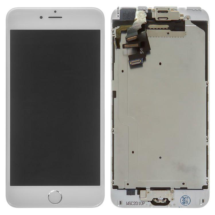 Дисплей для iPhone 6 Plus, білий, із сенсорним екраном, з рамкою, AAA, Tianma, зі шлейфом кнопки HOME, з камерою, з динаміком
Дисплей для iPhone 6 Plus, білий, із сенсорним екраном, з рамкою, AAA, Tianma, зі шлейфом кнопки HOME, з камерою, з динаміком