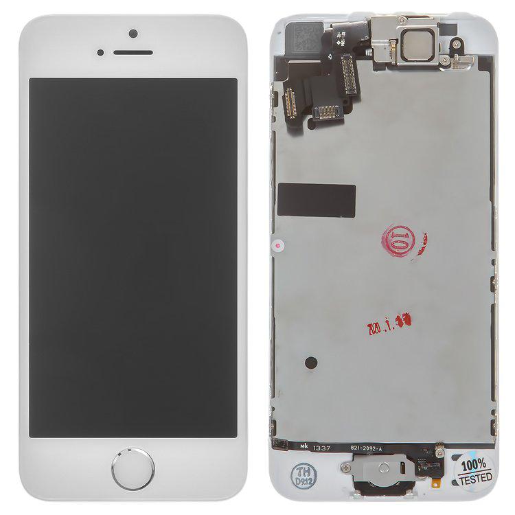 Дисплей для iPhone 5S, білий, із сенсорним екраном, з рамкою, AAA, Tianma, зі шлейфом кнопки HOME, з камерою, з динаміком
Дисплей для iPhone 5S, білий, із сенсорним екраном, з рамкою, AAA, Tianma, зі шлейфом кнопки HOME, з камерою, з динаміком