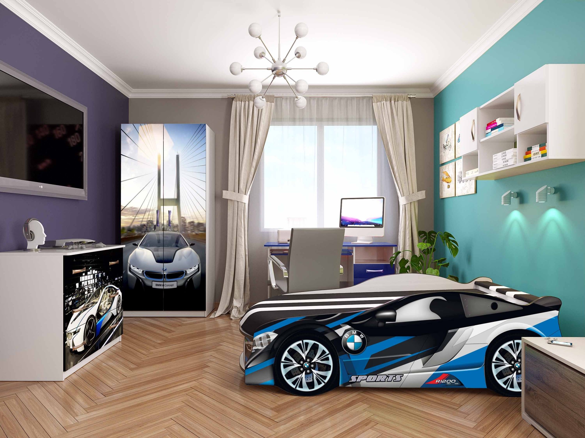 Кровать машина с подъемным механизмом Viorina-Deko BMW space 80/180 синяя
Кровать машина с подъемным механизмом Viorina-Deko BMW space 80/180 синяя