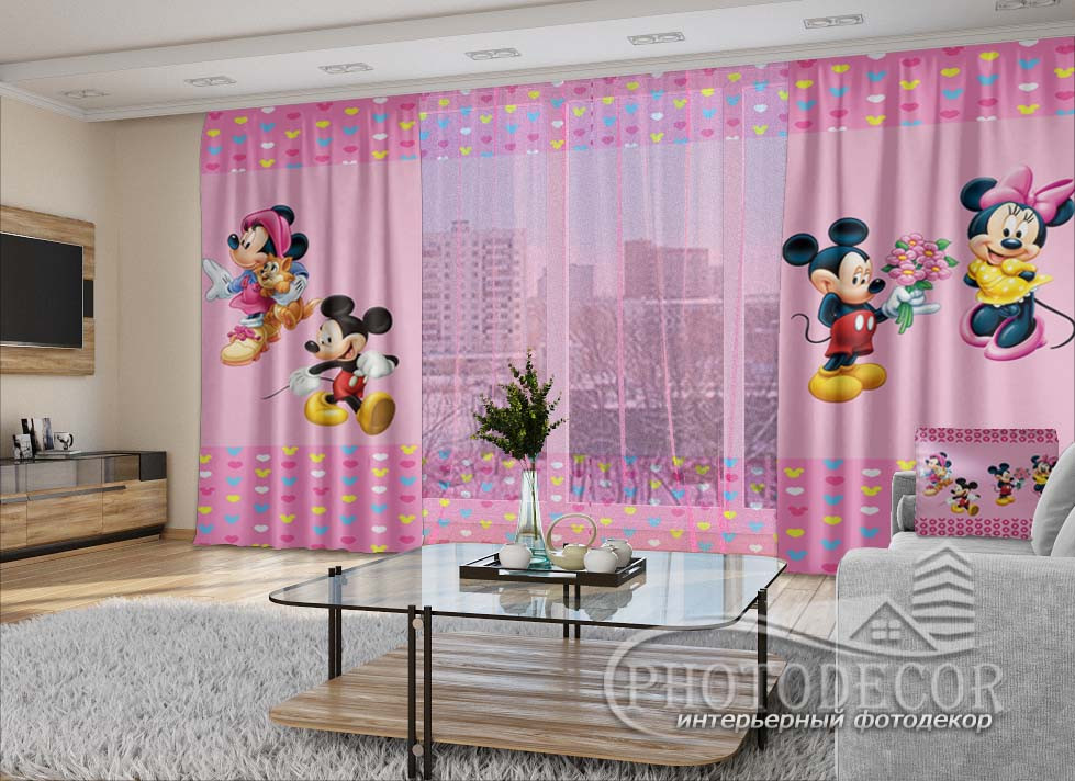 3D - Фото Шторы и тюль PHOTODECOR с "Микки и Минни Маусом" (шторы 2,5м*2,9м, тюль 2,5м*3,0м)
3D - Фото Шторы и тюль PHOTODECOR с "Микки и Минни Маусом" (шторы 2,5м*2,9м, тюль 2,5м*3,0м)